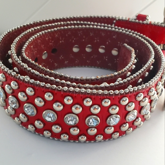 Guess Accessories - GUESS Red Leather Belt Cowgirl Studded Rhinestone L/XL 102